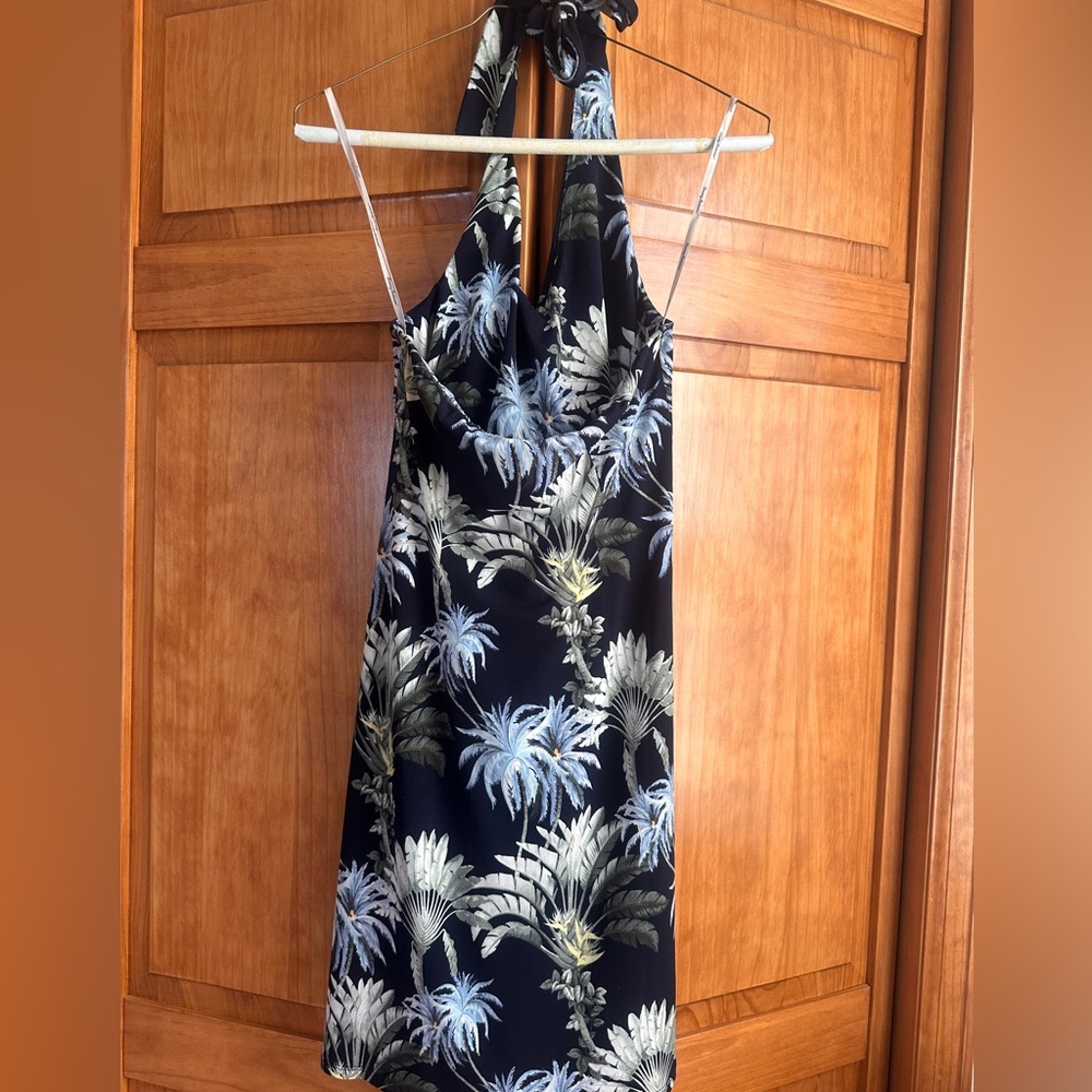 Tommy Bahama Navy Floral Twist-Front Mini Dress XS - Picture 6 of 9